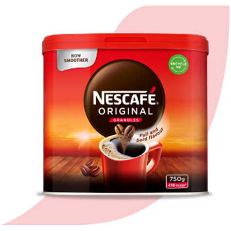 Nescafe Original tin with Nescafe accent behind