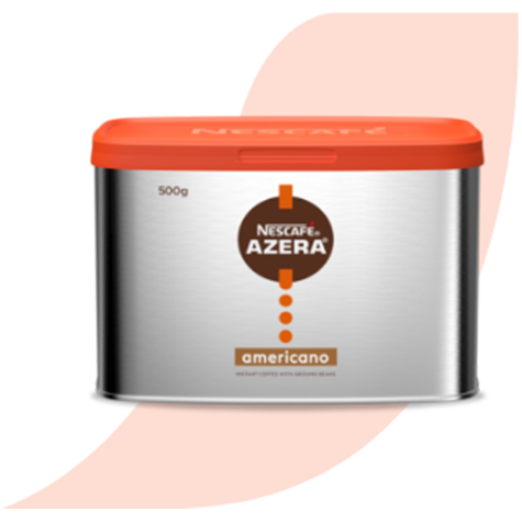 Nescafe Azera tin with Nescafe accent in the background