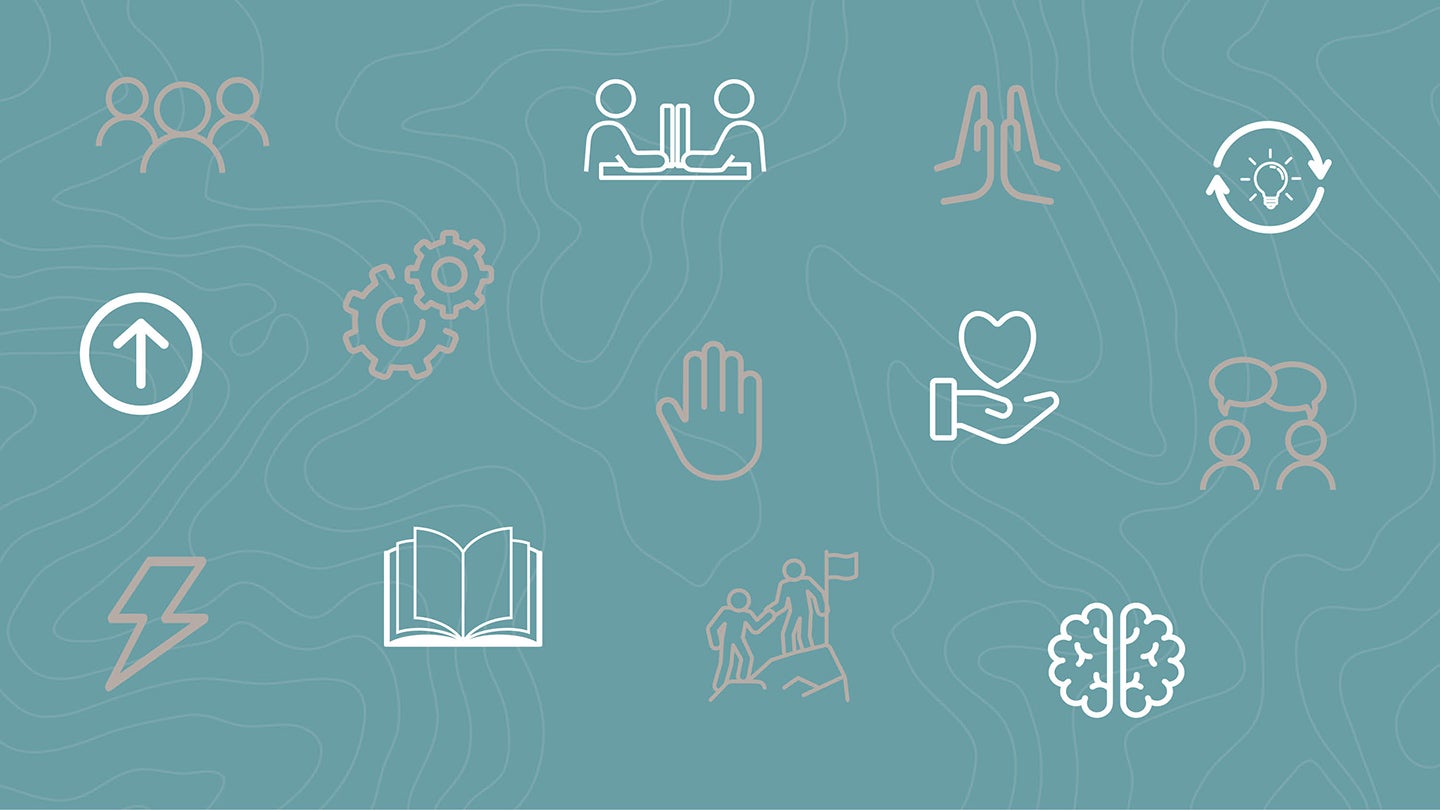 Productivity icons with blue background as image