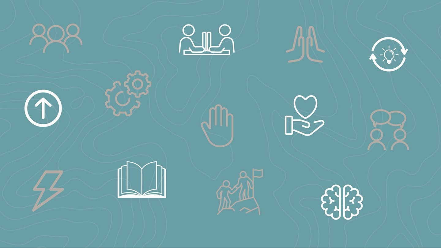 Productivity icons with blue background as image