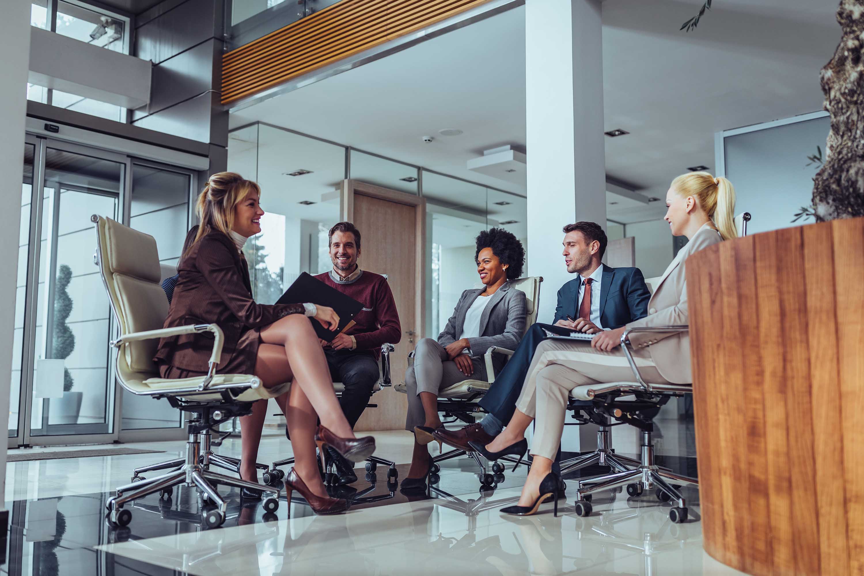 employees sitting in a discussion