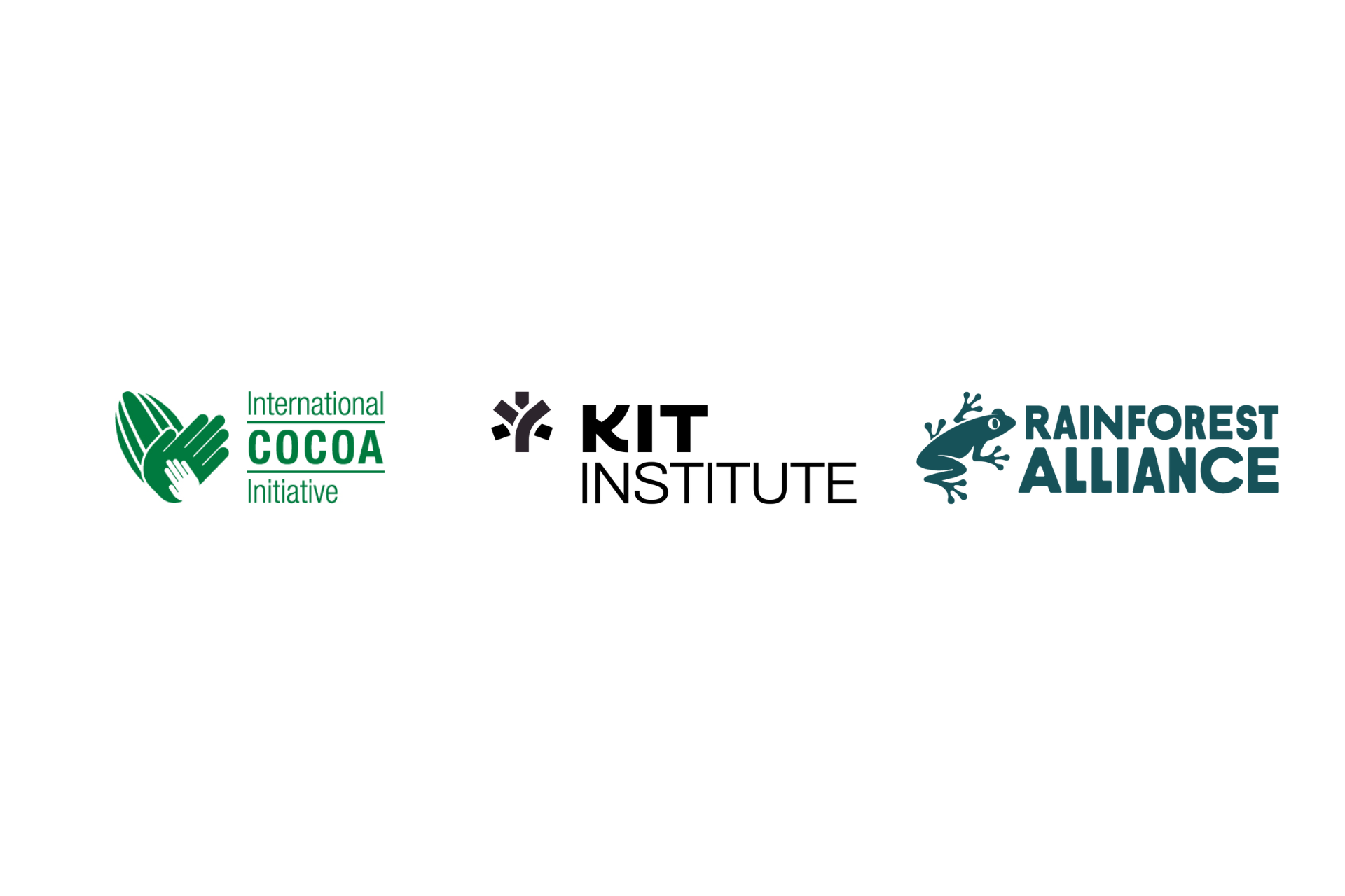 international cocoa initiative, rainforest alliance and kit institute logos