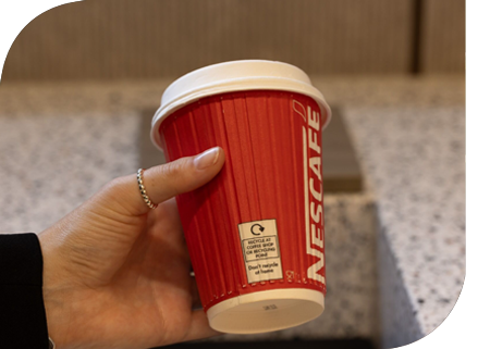 Nescafe Coffee Cup in Iconic Red Made From 95% Paper and 5% PE Lining