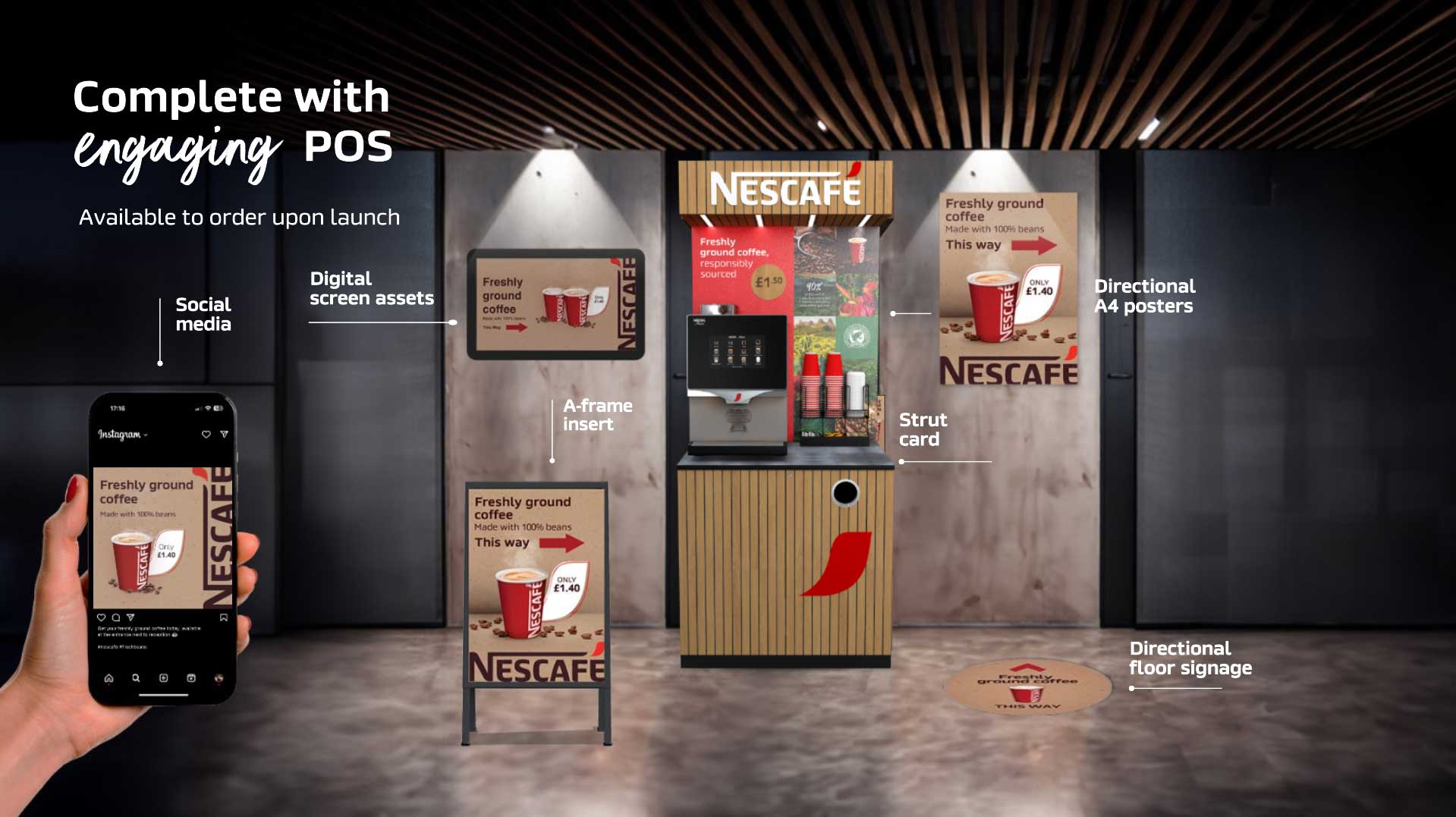 Nescafe commercial coffee machines POS material