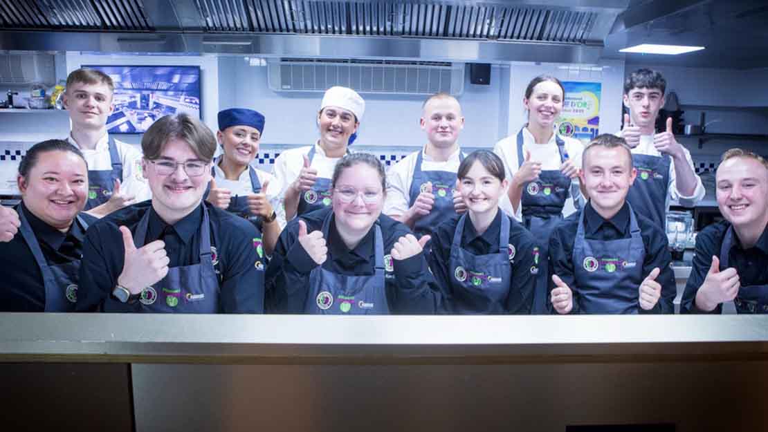 Toque d'Or 2025 finalist group in professional kitchen