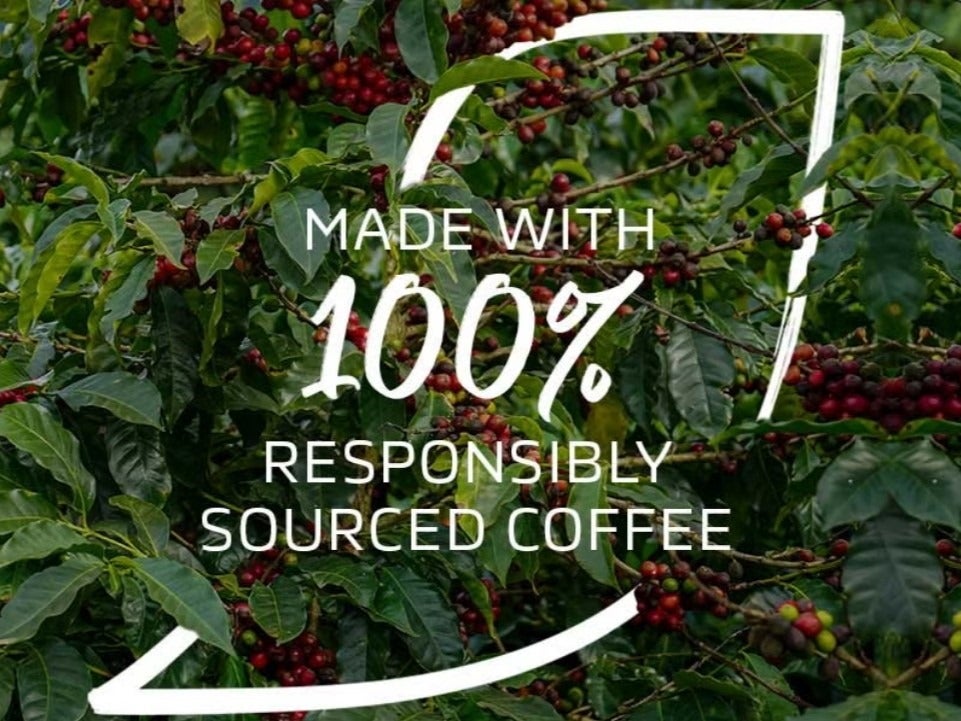 made with 100% responsibly sourced coffee