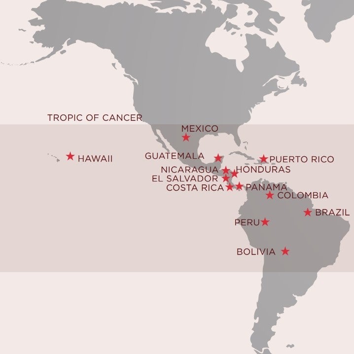 latin america coffee map