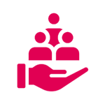 hand holding a team icon