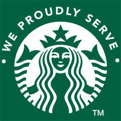 We Proudly Serve Starbucks Coffee Programmes inverted logo
