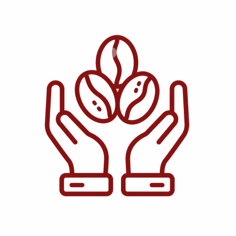 hands holding bean icon