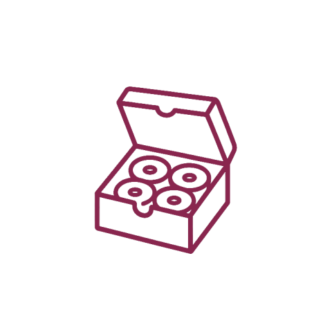 takeaway box filled with donuts