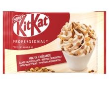 Nestlé KitKat Professional Mix-In package featuring a swirl of soft serve ice cream topped with crunchy KitKat pieces.
