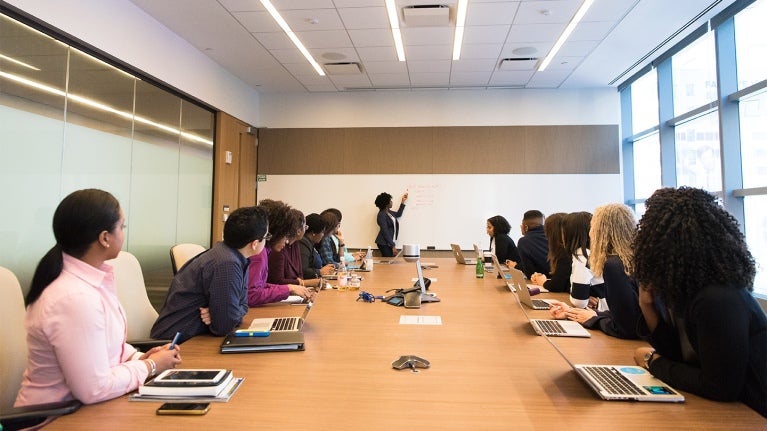manager running a meeting