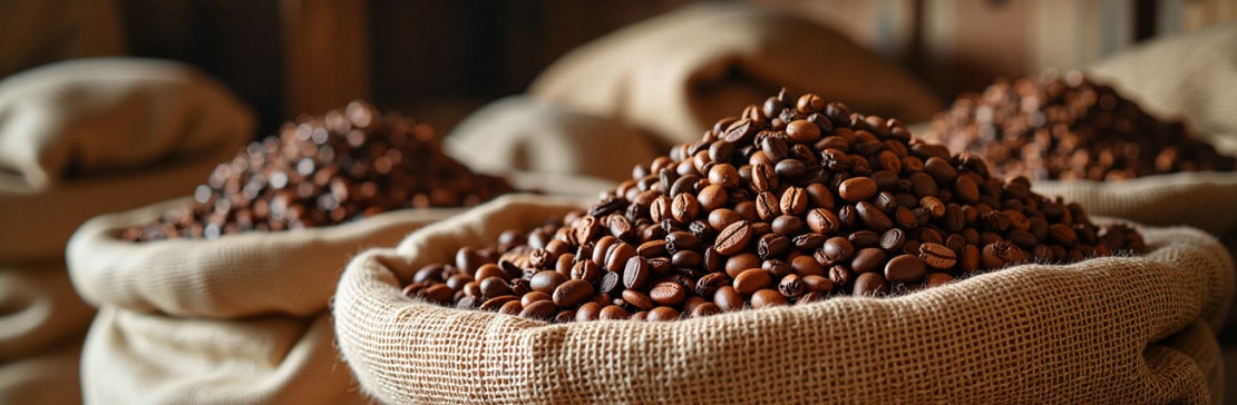 coffee beans in hessian bag