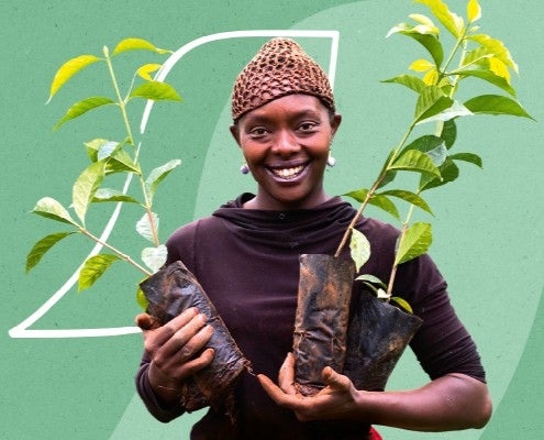 woman holding plants