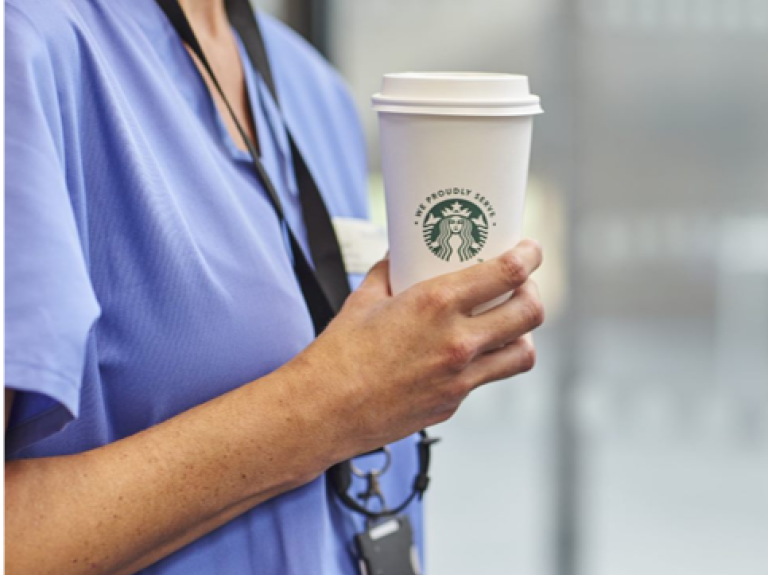 doctor drinking starbucks coffee