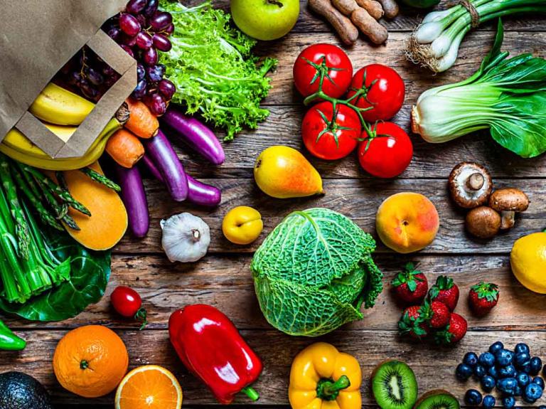A platter of fruit and vegetables