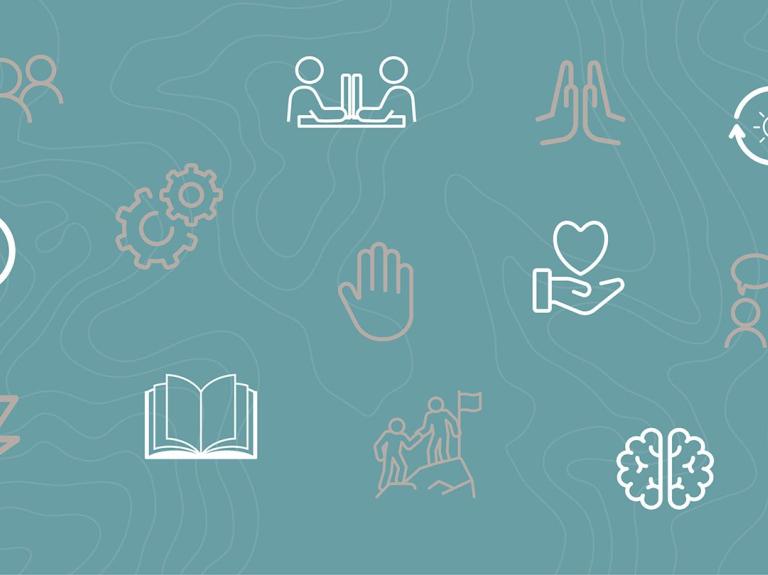 Productivity icons with blue background as image
