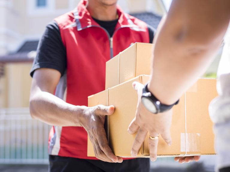 Person delivering parcel