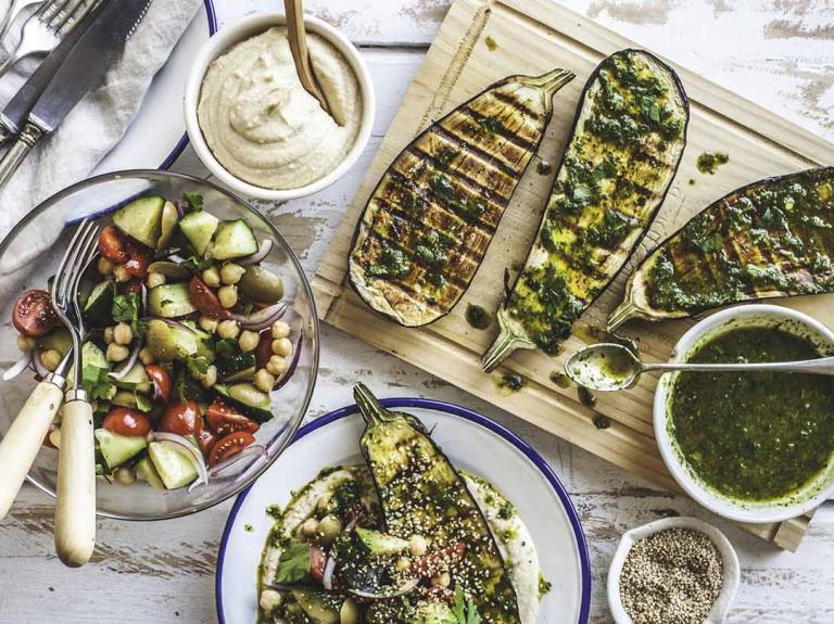 Various vegan dishes on a table