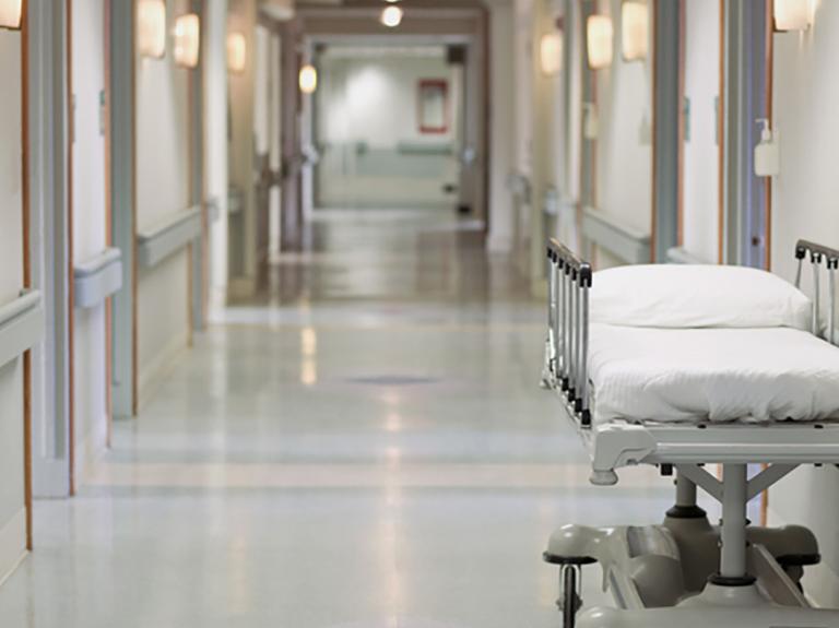 a bed in a hospital
