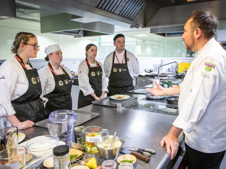 Four Toque d’Or competitors with chef Paul Fletcher