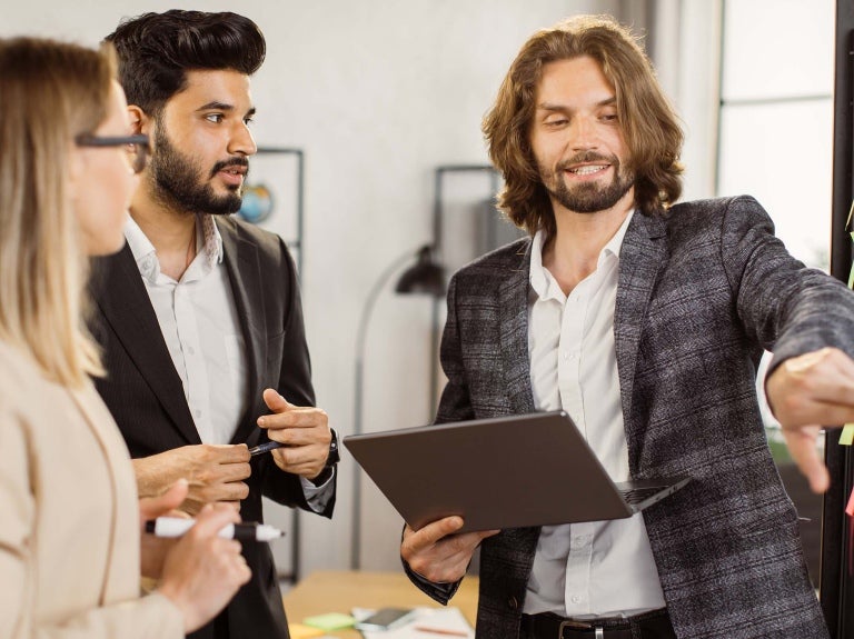 employees in a planning session