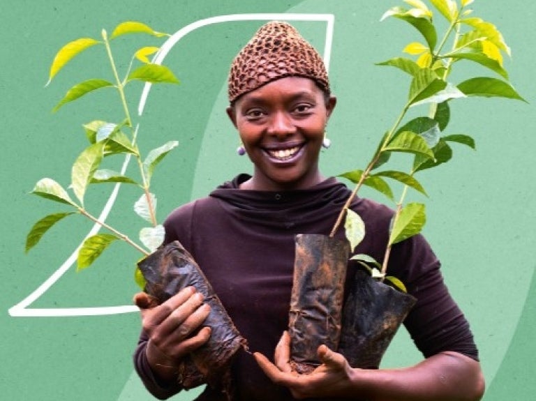 woman holding plants
