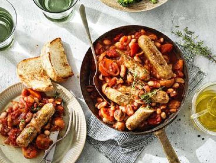 Garden Gourmet Vegan Cumberland Sausage used in Sausage and Bean Cassoulet recipe