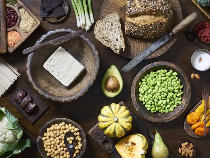 a spread of plant based items