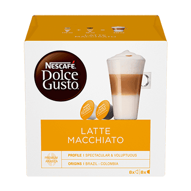 Box of Nescafé Dolce Gusto Latte Macchiato capsules 