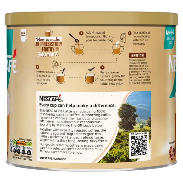 Nescafe Latte 1kg Tin 2nd Side View