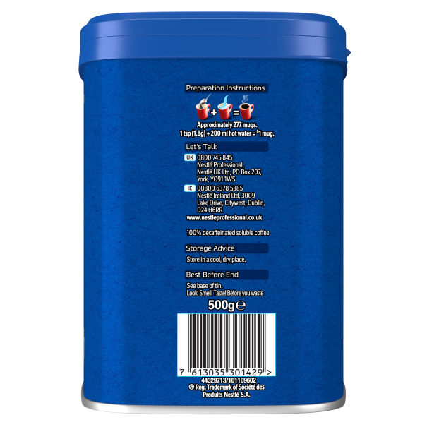 nescafe original decaf 500g tin side