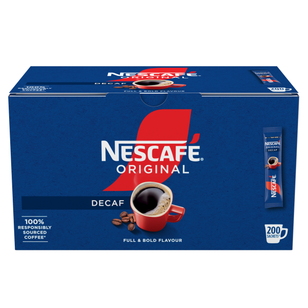 NESCAFE Original Decaf Instant Coffee Sachets front view 