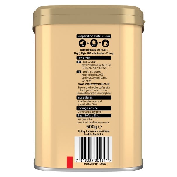 Nescafe Gold Blend 500g Tin side view 