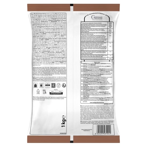 Nestle Cocoa beverage back of pack which includes description, nutritional and allergen information