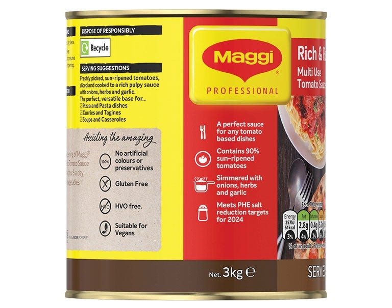 Maggi Rich Rustic Tomato Sauce 3kg 2 side view