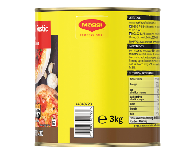 Maggi Rich Rustic Tomato Sauce 3kg side view