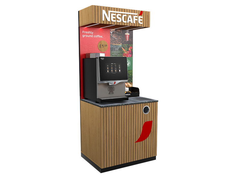 Nescafé floor standing unit with lightbox left