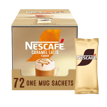 NESCAFÉ Caramel Latte Flavour one mug sachets 72-pack instant coffee box