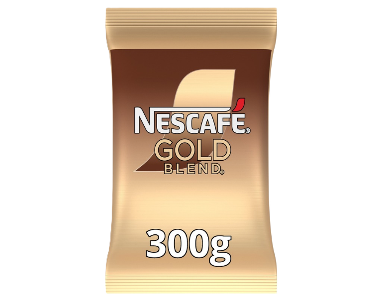 Nescafé Gold Blend instant coffee pouch, 300g, brown-to-gold gradient.