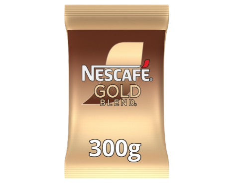 Nescafé Gold Blend instant coffee pouch, 300g, brown-to-gold gradient.