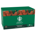 Green box of Starbucks Premium Instant Medium Roast coffee with 150 individual sticks, featuring a colorful, abstract design.