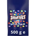 Nestlé Smarties Mini Professional colorful candy-coated chocolates in a 500g blue bag.