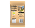 Back of tan food packet with text, QR code, barcode, and a 300 g label.