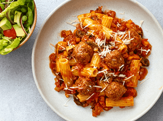 Rigatoni with vegan balls