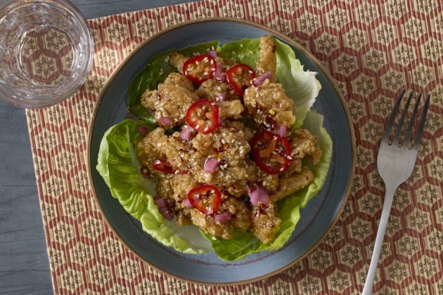 Ghost Naga chili honey tossed “shrooms”