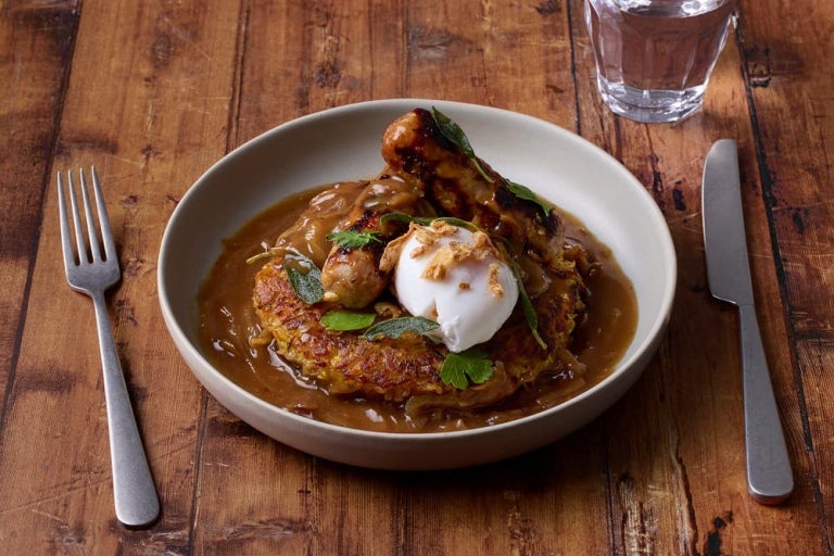 Bubble and squeak Bubble & Squeak with Roast Onion Gravy