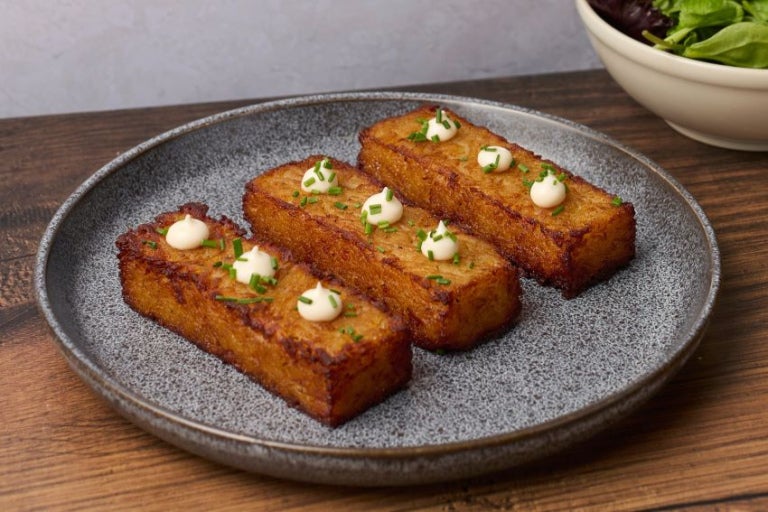 truffle hashbrowns with truffle mayo dish plated