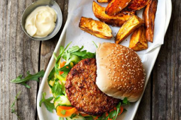 Sweet chilli burger served on a plate